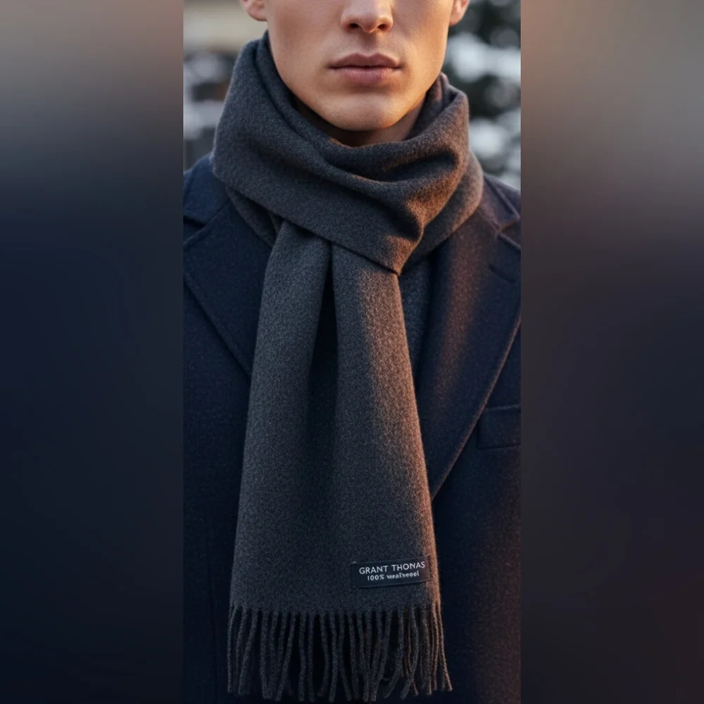 100% Cashmere Grand Thomas Scarf in Charcoal Grey - Soft & Luxurious